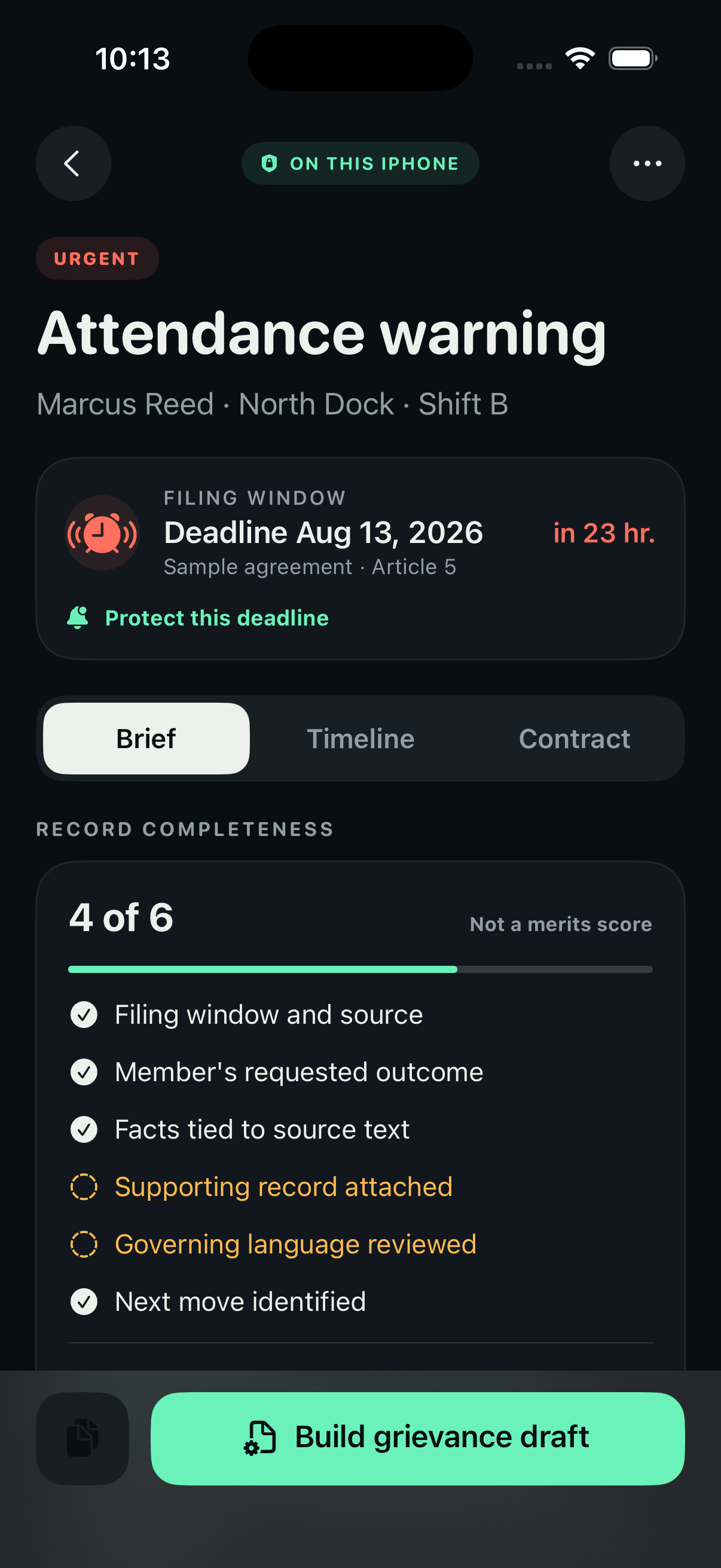 Fictional case record with sourced filing window